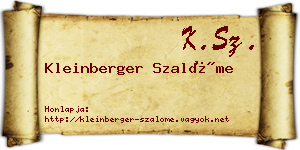 Kleinberger Szalóme névjegykártya